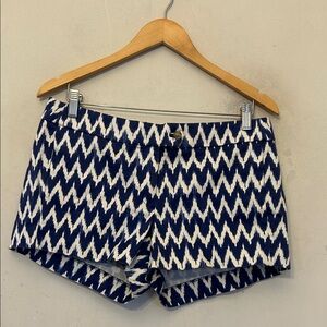J Crew Royal blue  and White Zigzag Women Shorts Size 8 EUC